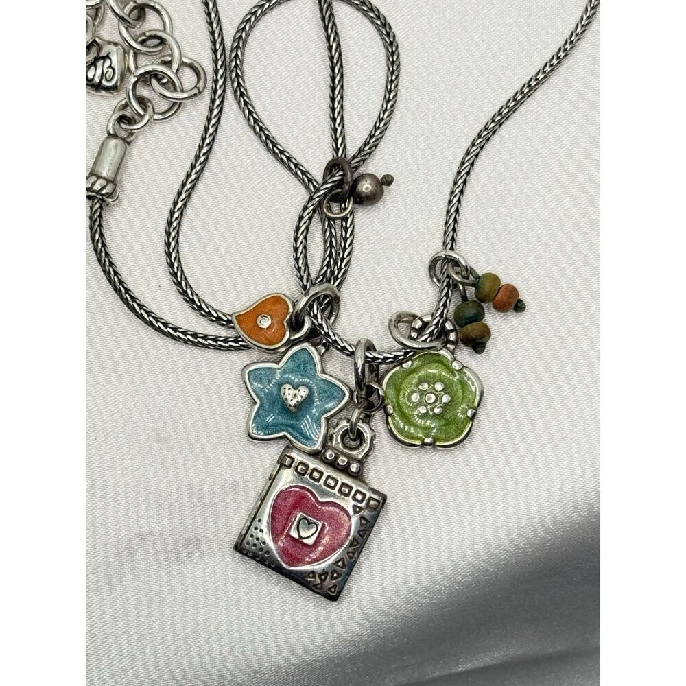 Brighton Havana Colorful Enamel Charm Necklace Retired Flower Heart Star 16-18" - Picture 2 of 8